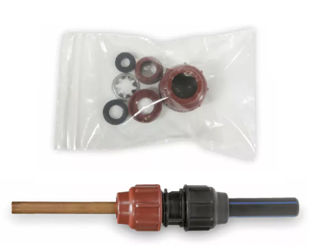 [03203320] Adapterset koper 15mm t.b.v. 20mm pe Knelkoppeling