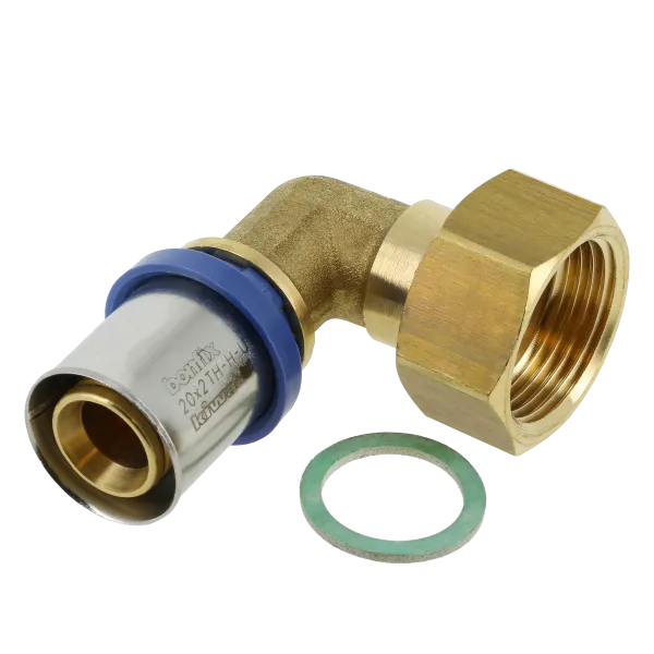 Alu-pers 2-del. kniekopp. vl- dichting 3/4" bi.x20mm