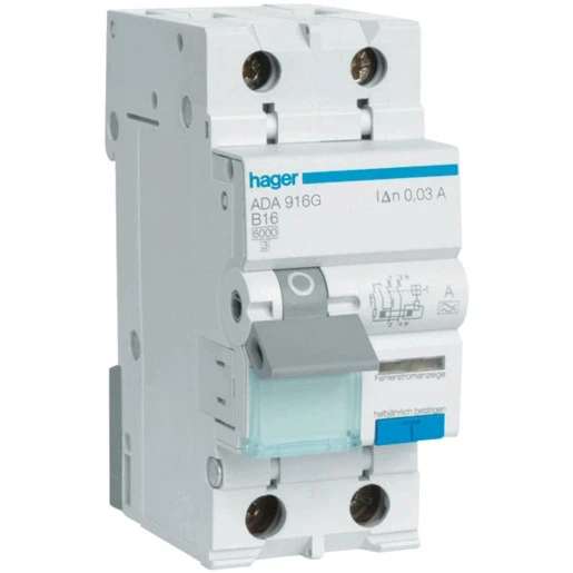 [3250611010999] Hager Aardlekautomaat 2p B16A 0.03A  ADA916G