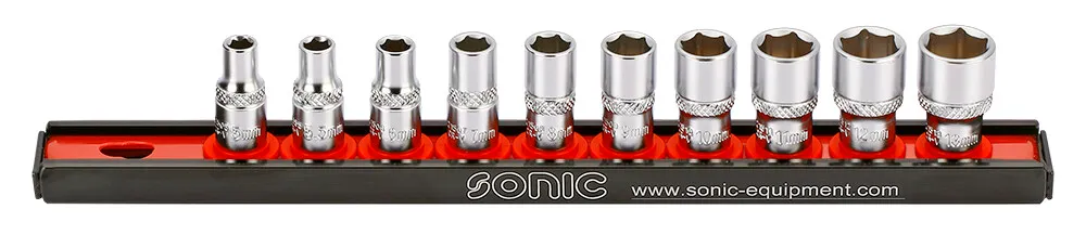 1000174 Sonic Doppenset 1/4" 10 Dlg Op Rail 101001