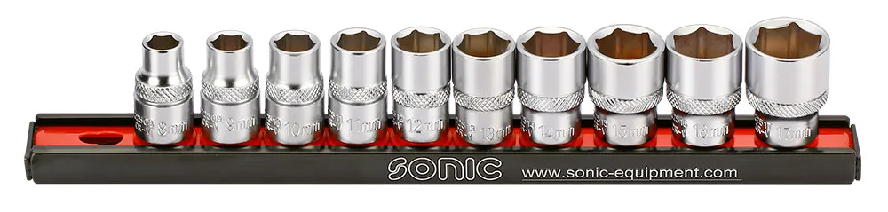 1000361 Sonic Doppenset 3/8"Kort  10 Dlg Op Rail 201001