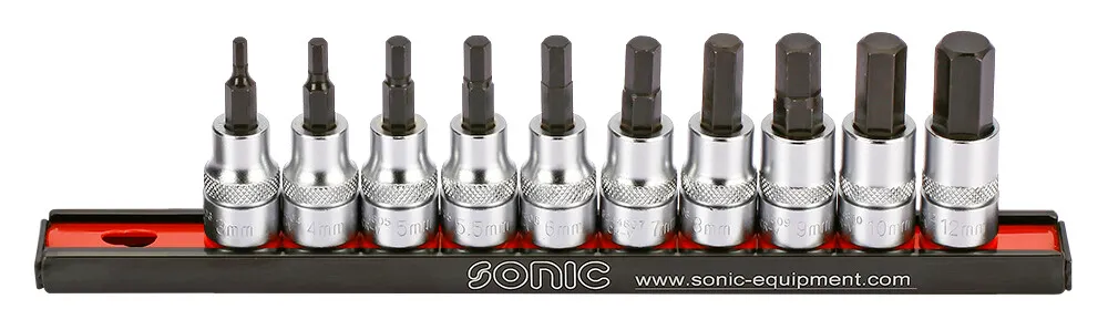 Sonic Bitdopset 3/8" binnenzeskant op rail 10-dlg.