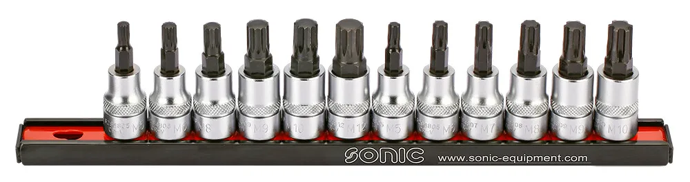 Sonic Bitdopset 3/8" veeltand en ribe op rail 12-dlg.