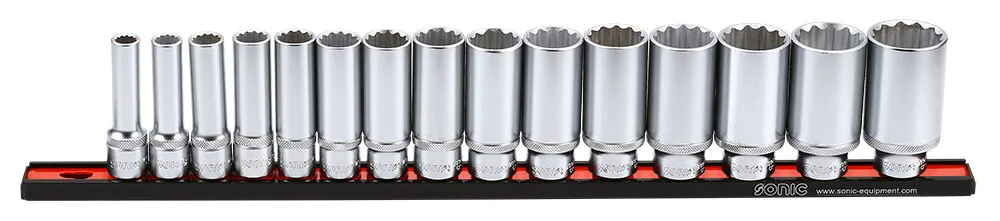 Sonic Doppenset 1/2" 12-kant lang op rail SAE 15-dlg.