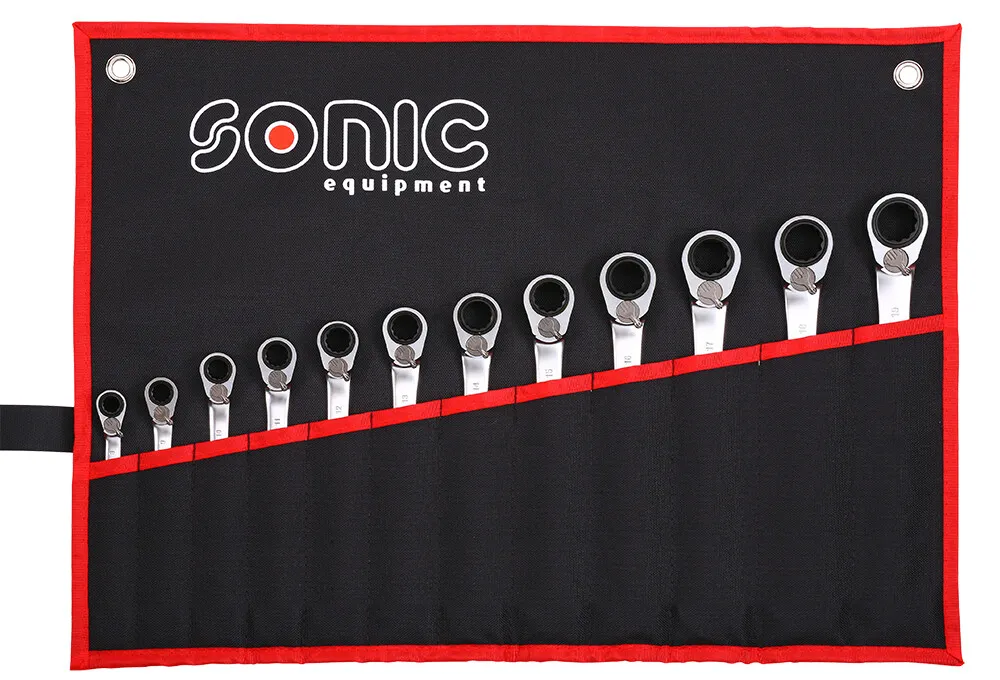 [4714123781642] Sonic Ratelringsteeksleutelset 12-kant in etui 12-dlg.