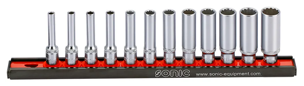 1000180 Sonic Doppenset 1/4" 12 Dlg 12 Kant Lang 101202