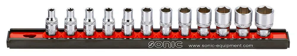 1000177 Sonic 1/4" Doppenset  12 Dlg Op Rail 101203
