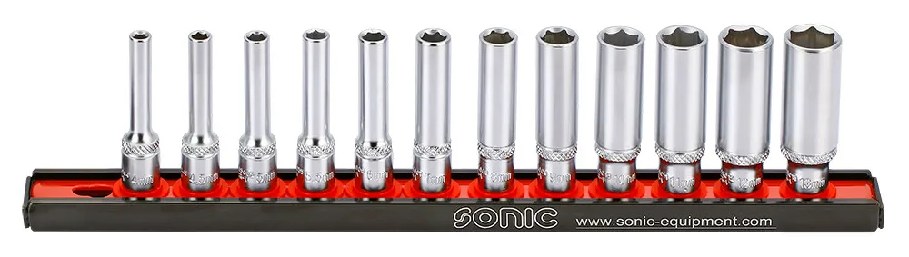 1000181 Sonic 1/4"Doppenset Lang 12 Dlg Op Rail  101204
