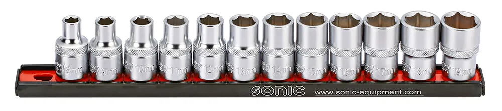 Sonic Doppenset 1/2" 6-kant op rail 12-dlg.