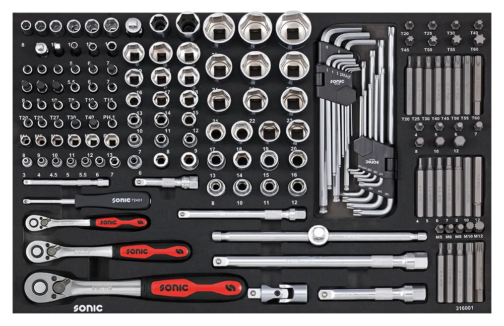 10008781 Sonic Combinatieset 1/2"3/8"1/4"SFS 160 Dlg 316001