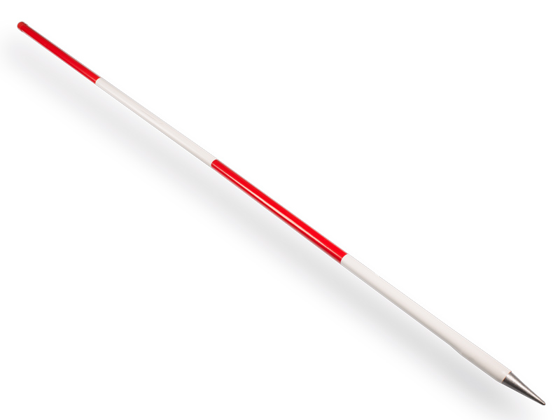 [8712129609003] jalonstok 200cm hout met metalen punt rood boven