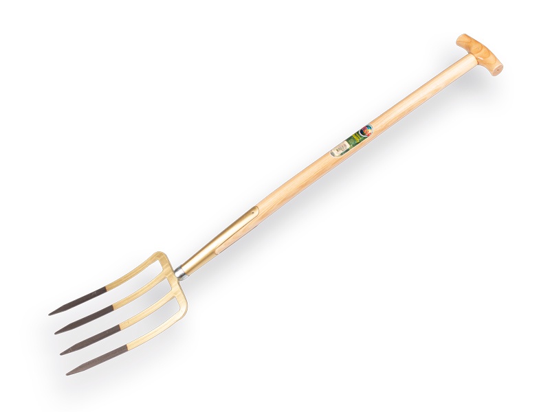 Spitvork OFFNER 4 tanden 27 cm, brons, met steel 85 cm