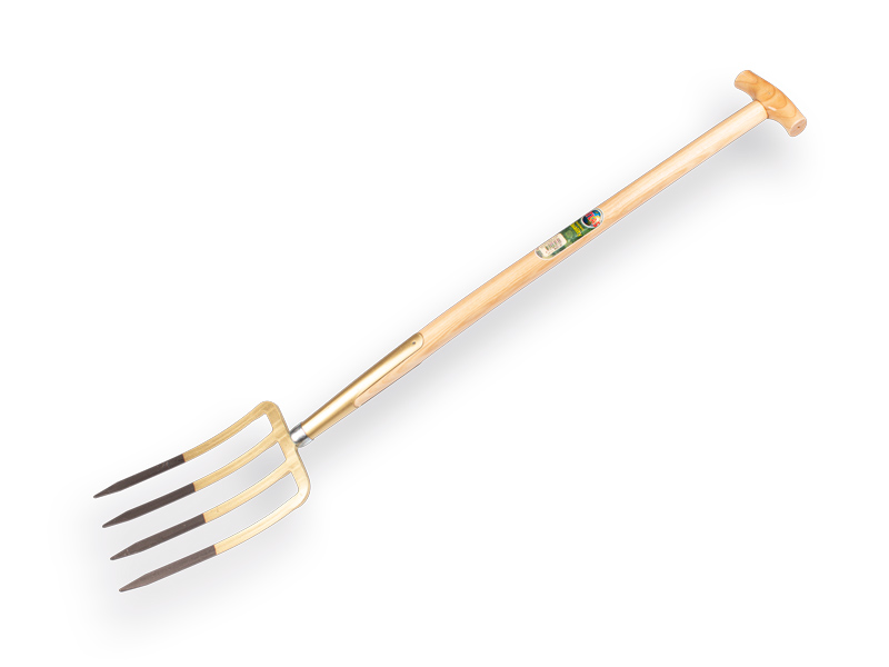 spitvork offner 4 tands brons met t-steel 90cm