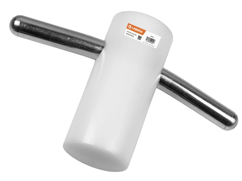Tegelklopper LABORA, middel, doorsnee 83 mm , nylon klos en gebogen handvat.