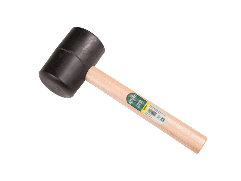 [8712129986951] rubberhamer atlas met houten steel nr. 8 zacht Ø 90mm (1,5 KG)