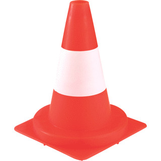 Pilon - Verkeerskegel 32 cm PE, oranje met witte banden