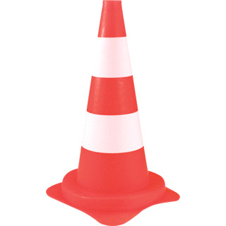 Pilon - Verkeerskegel 50 cm PE, oranje met witte banden