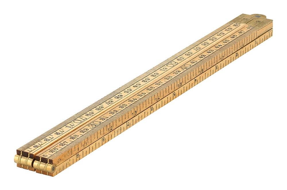 [54210101] Timmermans duimstok hout geel 4-dlg. messing scharnieren en eindkappen