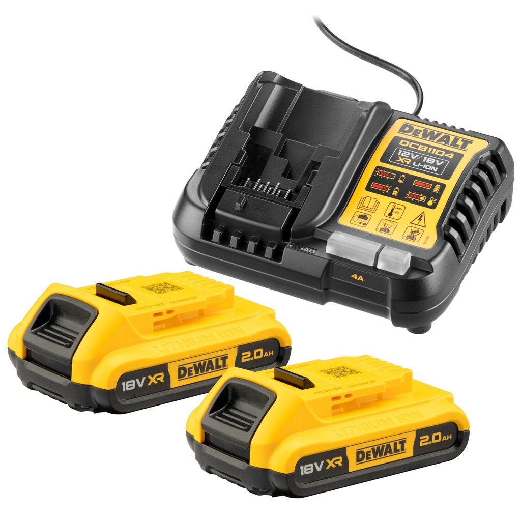 [DCB1104D2] Dewalt DCB1104D2  2×18V XR 2.0Ah accu's en lader