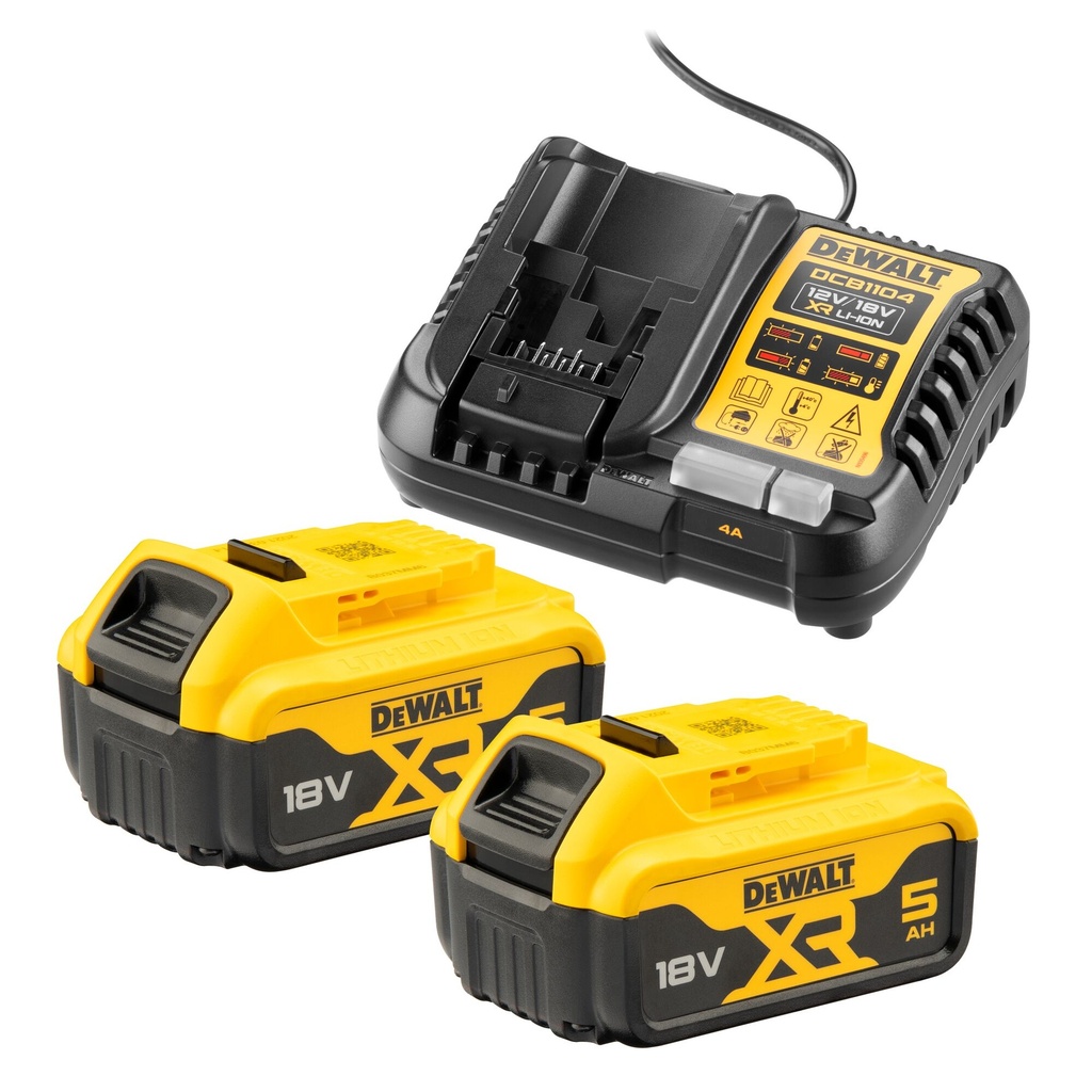 [DCB1104P2] Dewalt DCB1104P2 2×18V XR 5.0Ah accu's en lader