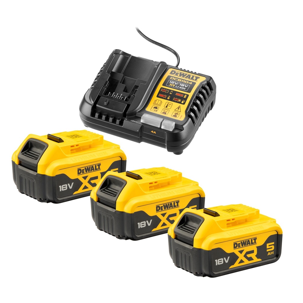 [DCB1104P3] Dewalt DCB1104P3 3× 18V XR 5.0Ah accu's en lader