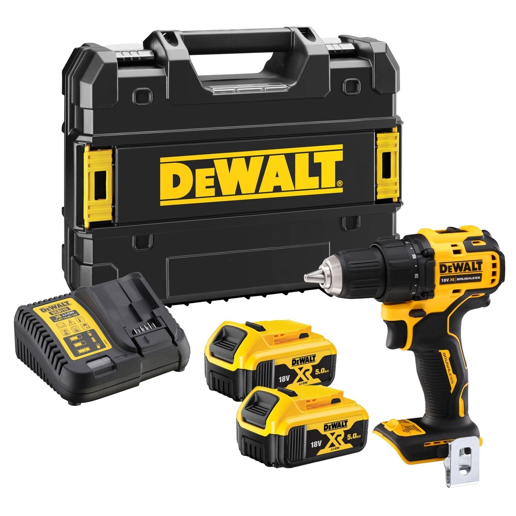 Dewalt DCD708P2T 18V XR brushless schroef/boormachine 
 2× 5Ah accu‘s in TSTAK koffer