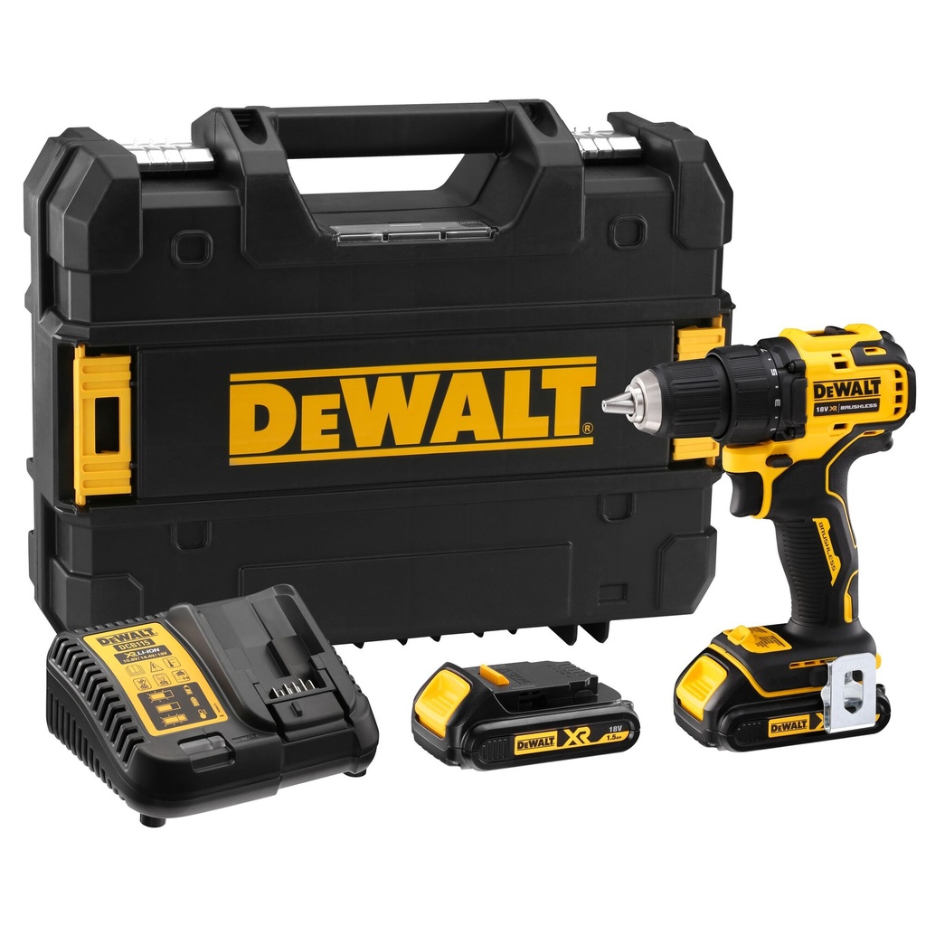 Dewalt DCD708S2T 18V XR brushless schroef/boormachine 
 2× 1.5Ah accu‘s in TSTAK koffer