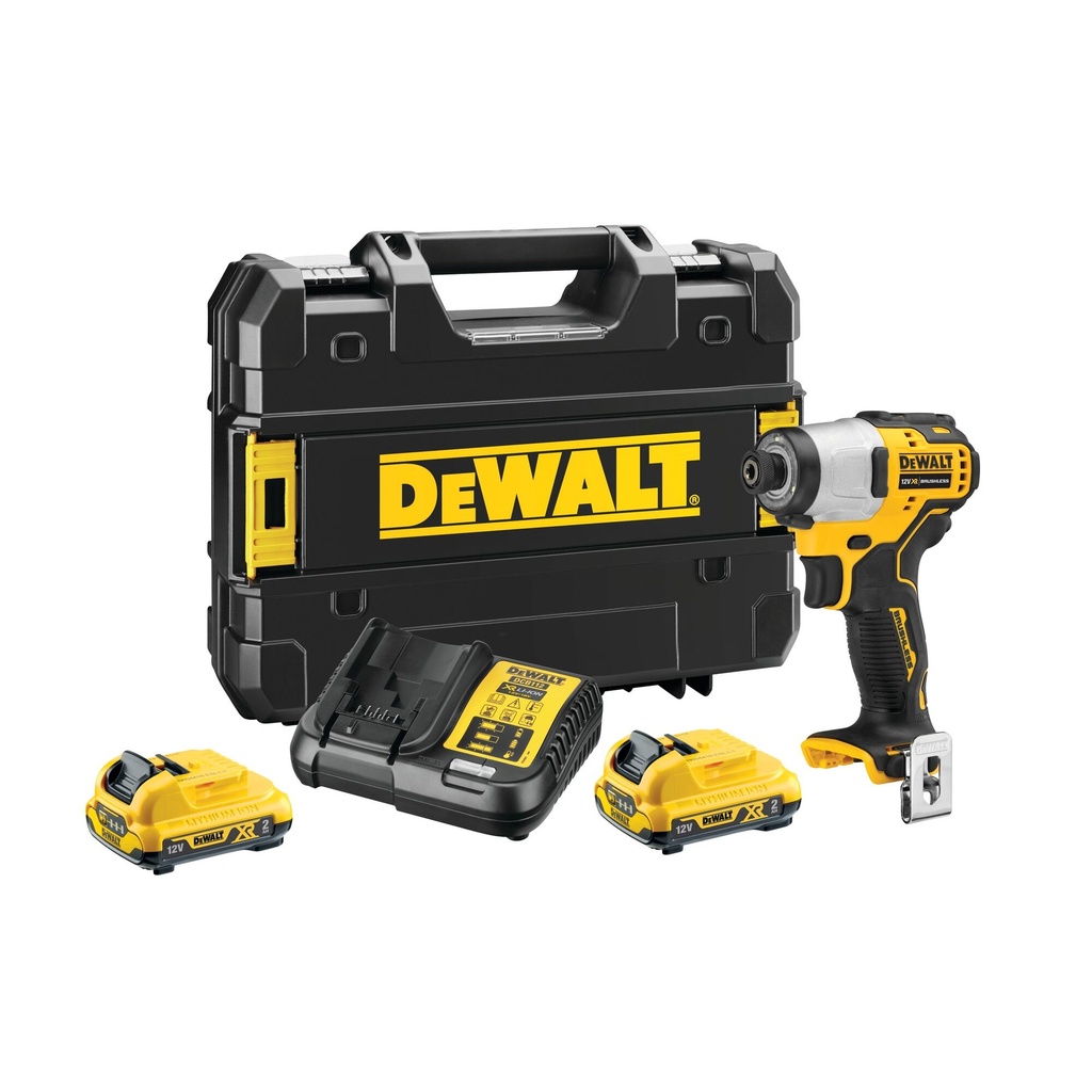 [DCF801D2] Dewalt DCF801D2 12V XR BRUSHLESS COMPACTE SLAGSCHROEVENDRAAIER
2× 2.0Ah accu’s en lader in TSTAK koffer