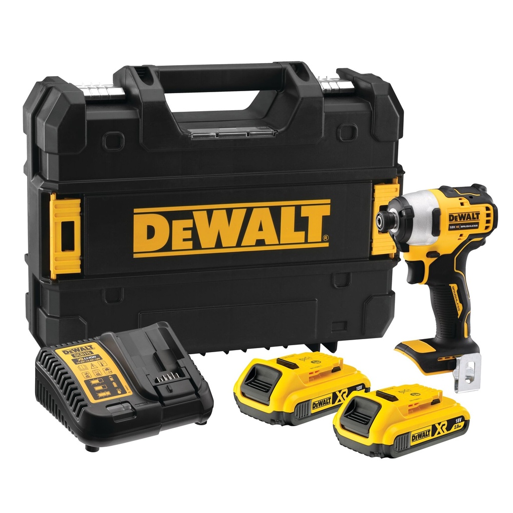 [DCF809D2T] Dewalt DCF809D2T 18V XR BRUSHLESS  COMPACTE SLAGSCHROEVENDRAAIER
2× 2.0Ah accu’s en lader in TSTAK koffer