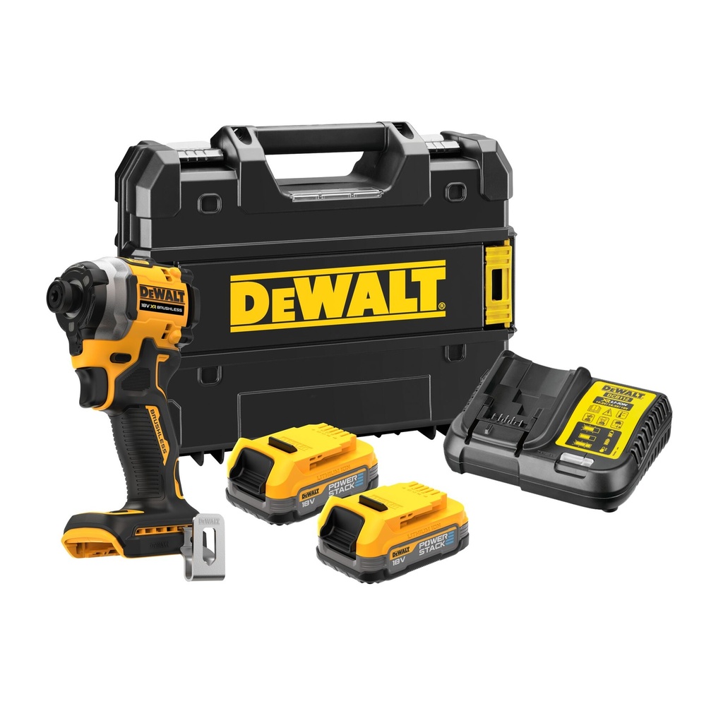 [DCF850E2T] Dewalt DCF850E2T 18V XR BRUSHLESS ULTRA COMPACTE SLAGSCHROEVENDRAAIER
2×1.7ah POWERSTACK accu's en lader in TSTAK koffer