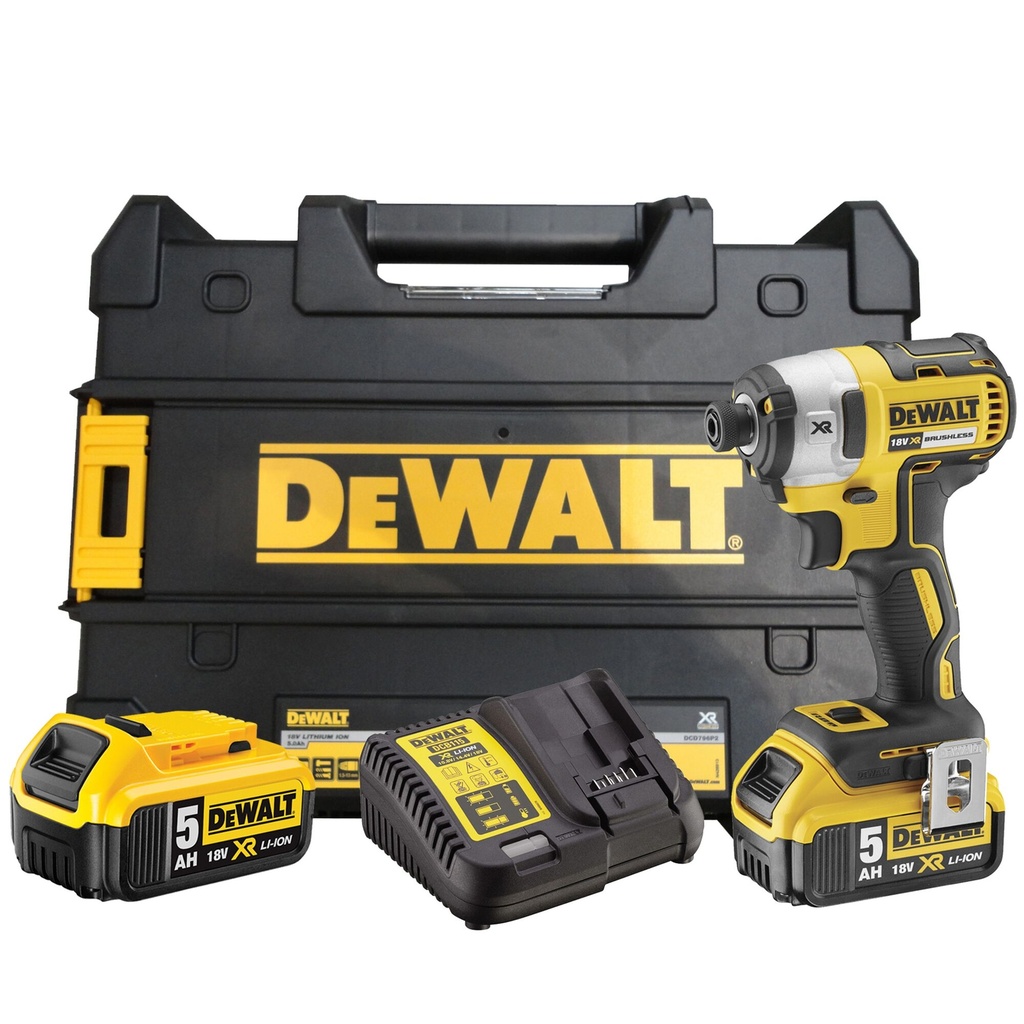 [DCF887P2] Dewalt DCF887P2 18V XR BRUSHLESS SLAGSCHROEVENDRAAIER
2× 5.0Ah accu’s en lader in TSTAK koffer