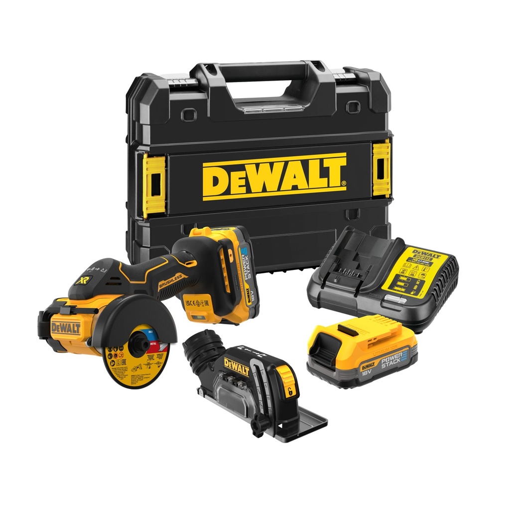 [DCS438E2T] Dewalt DCS438E2T 18V XR BRUSHLESS 76MM COMPACTE DOORSLIJPMACHINE
2× 1.7Ah - POWERSTACK accu’s en lader in
TSTAK koffer