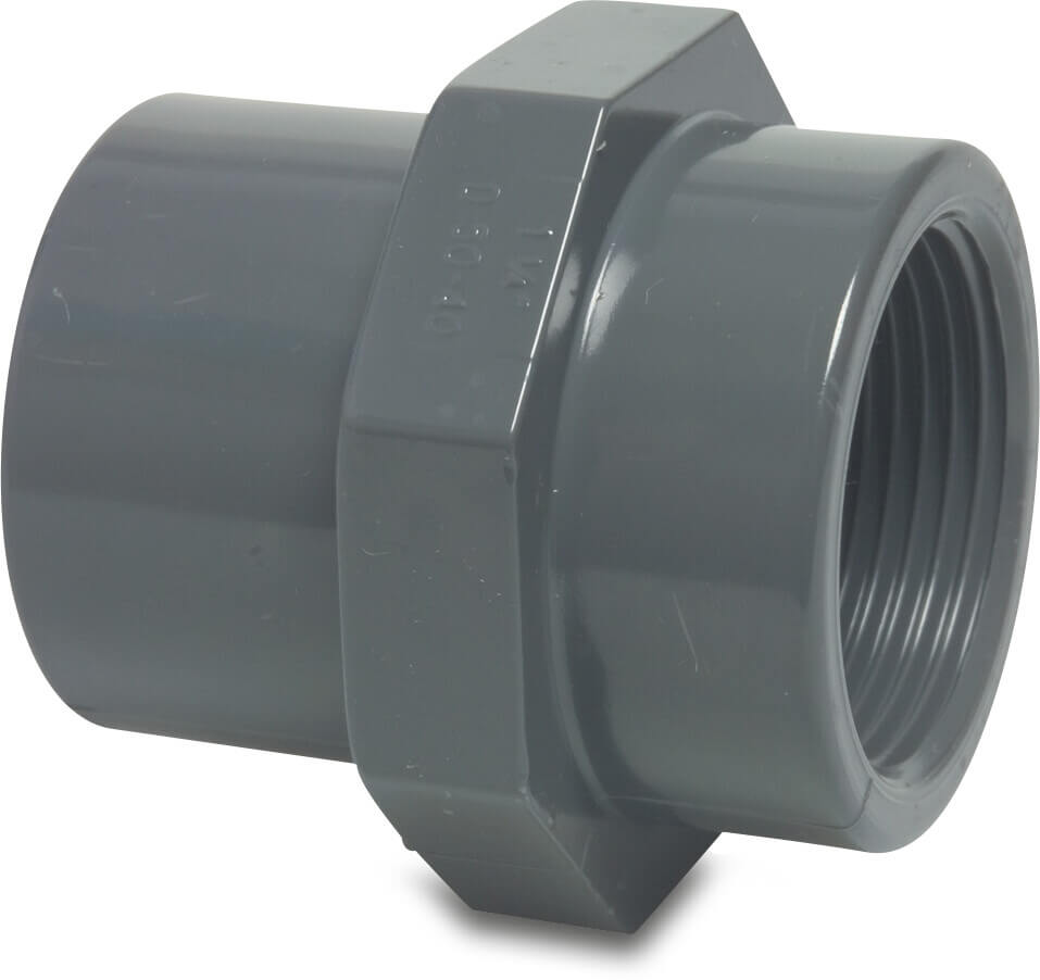 [0100268] Profec Draadsok PVC-U 63/75 mm x 2" lijmmof/spie x binnendraad 10bar grijs