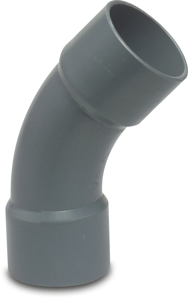 [0110214] Profec Bocht 45° PVC-U 63 mm lijmmof 10bar grijs type handgevormd