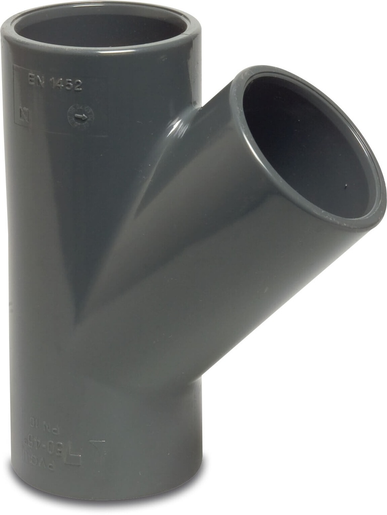 [0110272] Profec T-stuk 45° PVC-U 32 mm lijmmof 16bar grijs