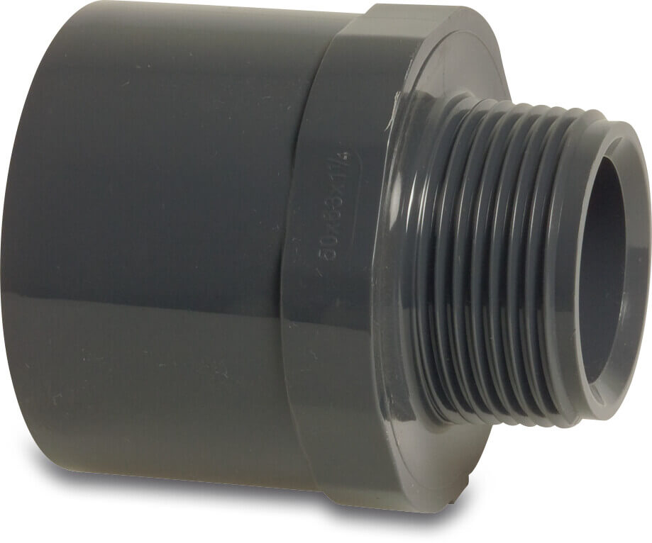 [0110455] Profec Puntstuk PVC-U 32/40 mm x 1" lijmmof/spie x buitendraad 10bar grijs