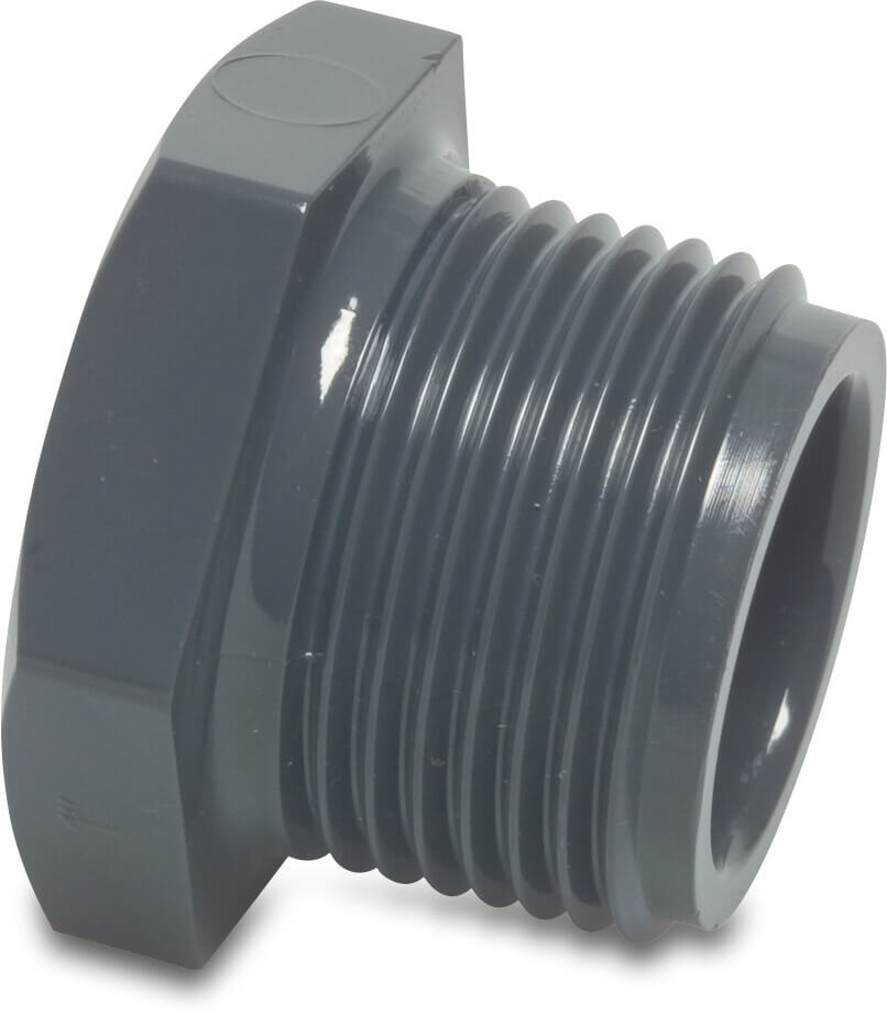 Profec Plug PVC-U 1/2" buitendraad 10bar grijs